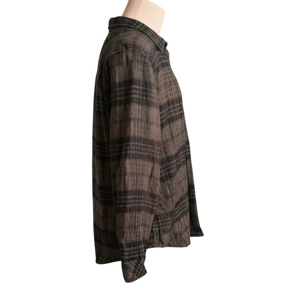 Rails Brady Plaid Textured Button Down Shirt Mossy Onyx Brown Black Women Large - Picture 3 of 7